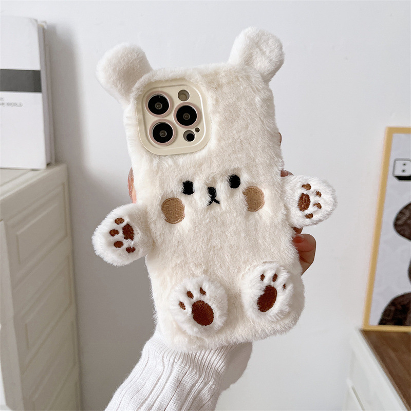 Korean 3D Cartoon Bear Fluffy  - đánh giá và giá Apple Iphone 15 Pro Max