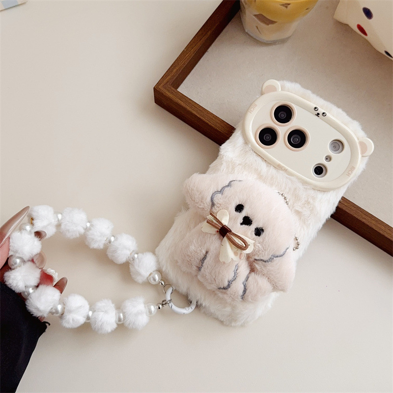 3D Cartoon Bowknot Puppy Warm  - đánh giá và giá Apple Iphone 15 Pro Max